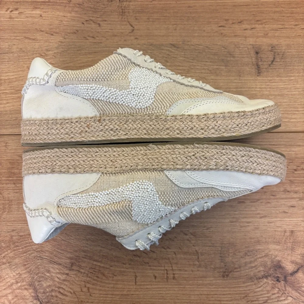DOLCE VITA Notice Beaded Espadrille Sneakers Natural Burlap Tan Women Size 9